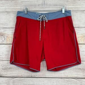 Rhone 7" Point Break Board Short Mens 32 Red Blue 3 Pocket Tie Close